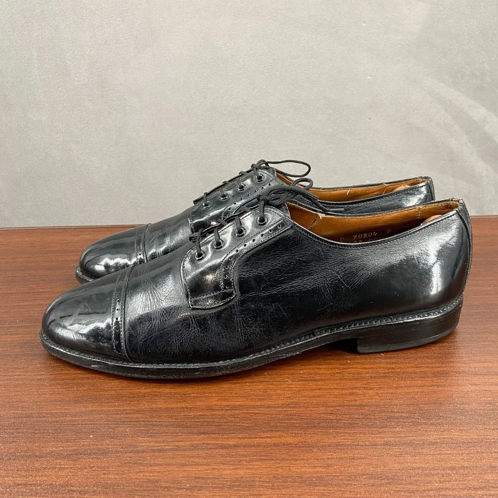 Allen Edmonds Essex Mens 9.5 D Dress Shoes Black Leather Cap Toe Lace Up Oxford